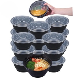 X PACK- 48 oz Meal Prep Bowl-Extra Thick (150 Pack)- Plastic Containers with with lid- best for Noodles, Poke Bowl, Salad, Soup - Freezer, Microwave & Dishwasher-Safe