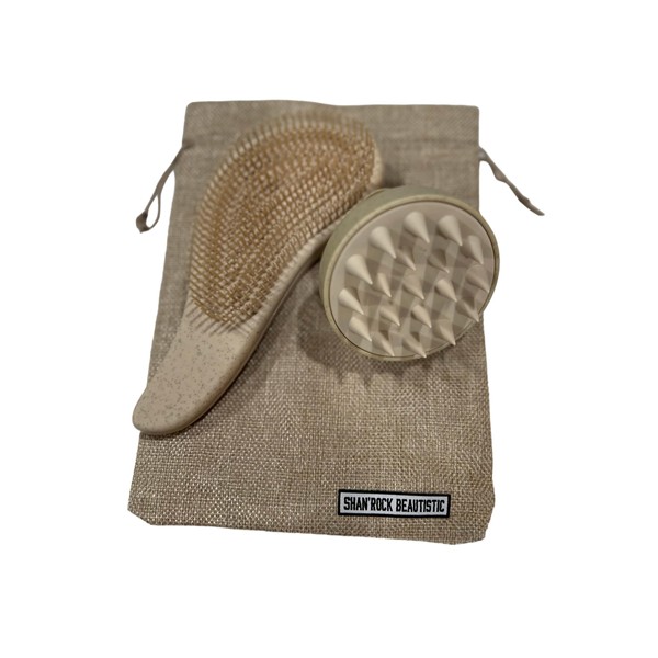 SHAN'ROCK BEAUTISTIC Eco-Friendly Detangler Brush w/Scalp Massager/Anti-Knot for Smooth &