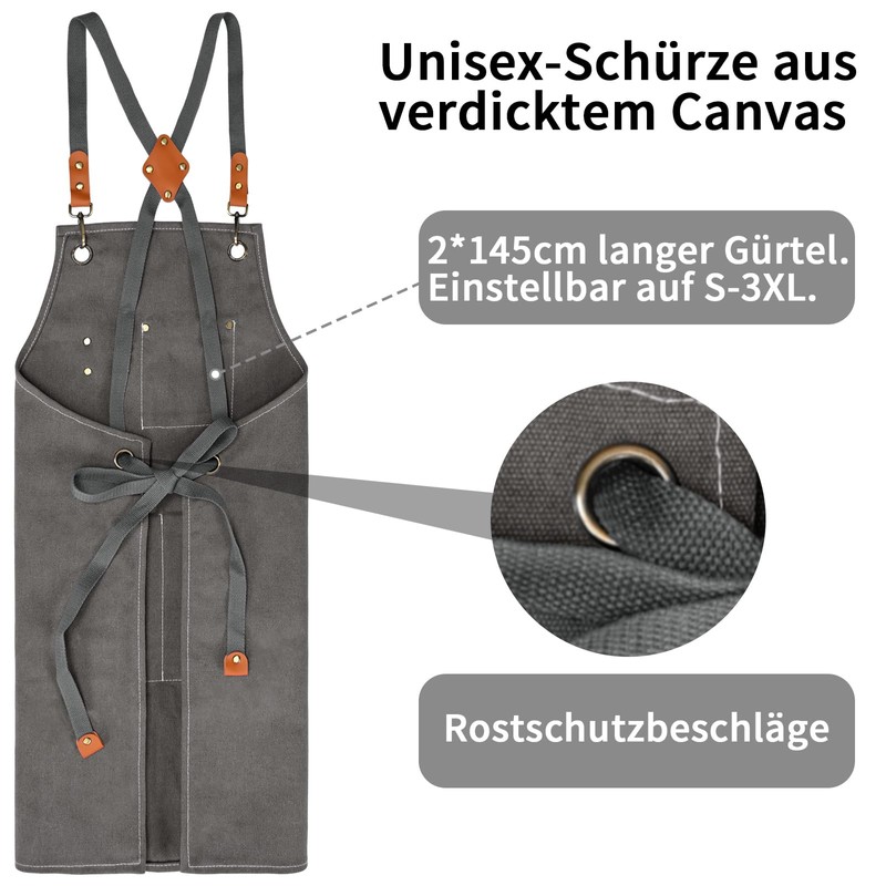 KOOOGEAR Multifunctional Canvas Apron, Work Apron, Welding Apron, Grill Cooking