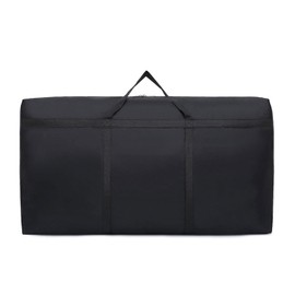 TSHAOUN 90L Large Storage Bag, Waterproof Black Oxford Moving Bags, Foldable Storage Bag for Seasonal Clothing, Quilts, Blankets, Christmas Decorations (Black)