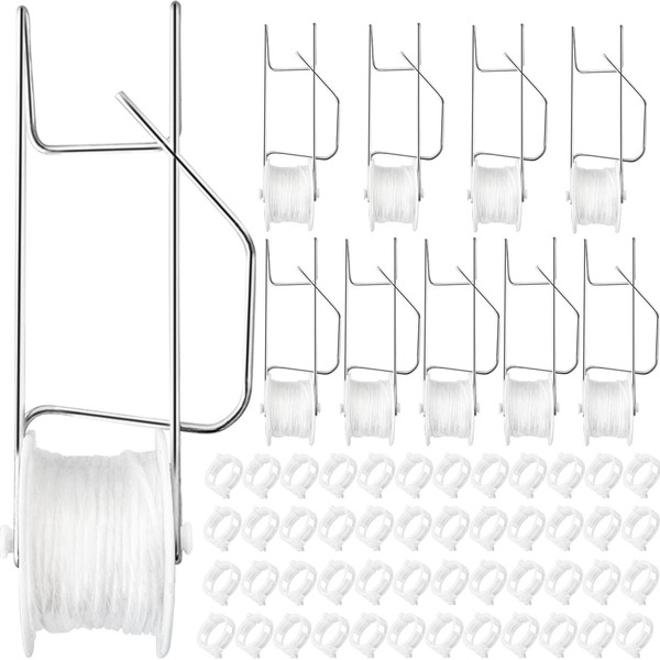 Greenhouse Trellising Kit,Tomato Hooks with String,10 PCS Plant Roller Hooks