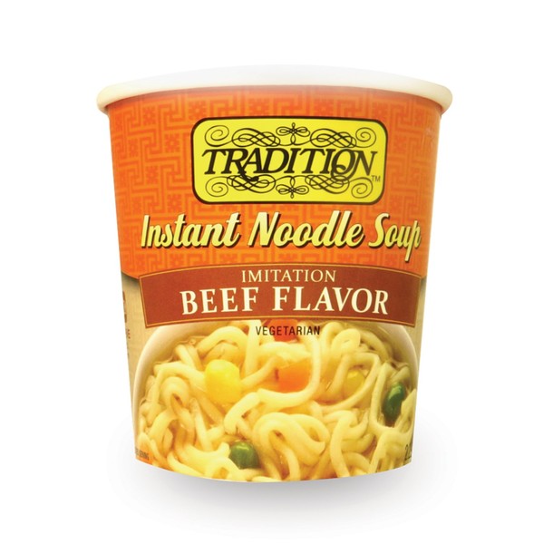 Tradition Noodle Soup Cup, Imitation Beef Flavor Instant, 2.29 Ounce (Pack of 12), Orange