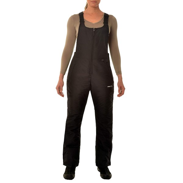 Arctix Women's Essential Insulated Bib Overalls, Black, Large (12-14) Short