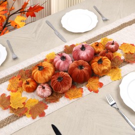 winemana 12 Pack Velvet Pumpkins Fall Decor, Fabric Foam Pumpkin for Decorating, Thanksgiving Table Decorations Fake Pumpkins for Mantel, Wedding Dining Table Centerpieces (Rust Orange)