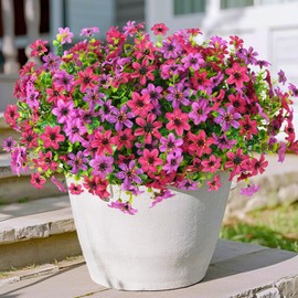 Artificial Flowers for Outdoors, 12 Bundles Multicolor Faux Silk Flower Spring Summer Decoration, Artificial Plants Fake Outdoor Flowers UV Resistant No Fade for Home Planter Porch Patio Yard Decor