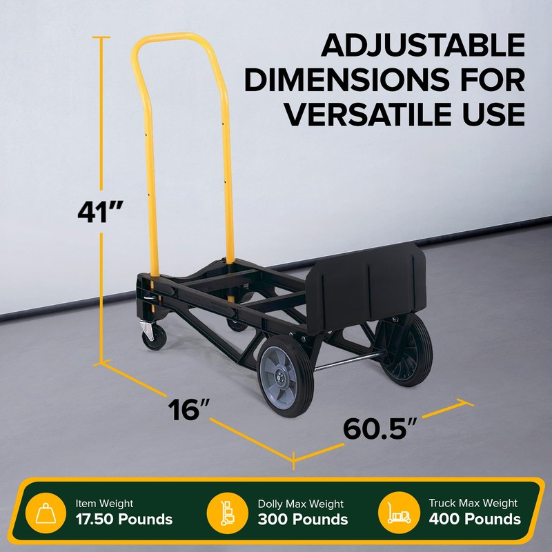 Harper Trucks Convertible Nylon Hand Truck w/ Stair Glides, 300lb