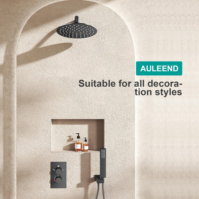 AULEEND 8 Inch Round Rain Shower head, High Flow Stainless