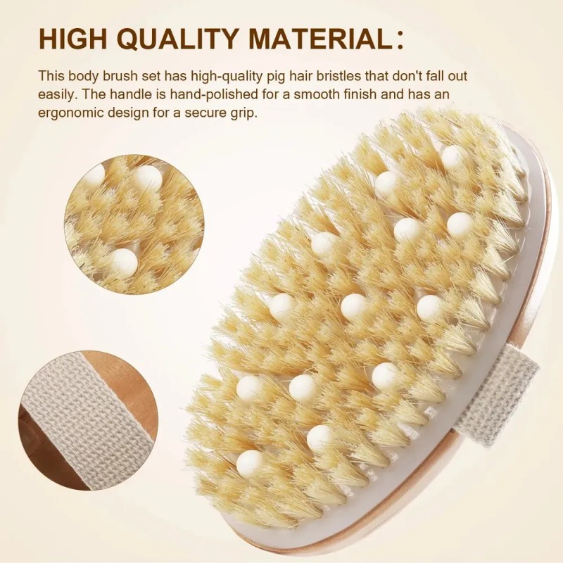 Cepillo Corporal Exfoliante Cuerpo Piel Circulacion Kit 4pcs