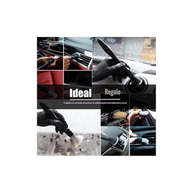 Juego de 3 cepillos para Detalles de Coche, Pelo de