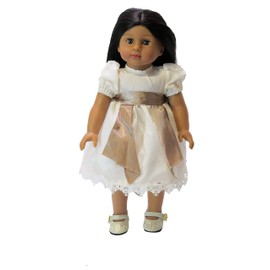 American Fashion World White Lace Sunday Dress with Ribbon for 18-Inch Dolls | Premium Quality & Trendy Design | Dolls Clothes | Outfit Fashions for Dolls for Popular Brands