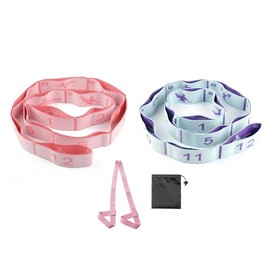 2PCS Correa Elástica para Yoga, Bandas de Resistencia para Ejercicios, Bandas Elásticas de Entrenamiento, Diseño Segmentado, con 12 Bucles Numerados y
