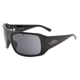 Black Flys Fly 4 LIfe Wrap-around Sunglass Shiny Black w/Smoke Polarized Lens