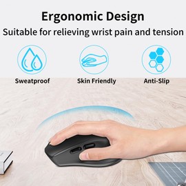 SHUNJINRUN 2.4G Silent Ergonomic Wireless Side Button Mouse Black