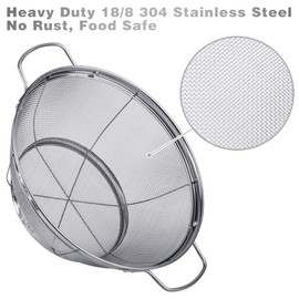 5 Pack 18/8 Stainless Steel Colander Sieves, Multi Size Mesh Strainer Net Baskets with Handles & Resting Base for Strain, Drain, Rinse or Steam