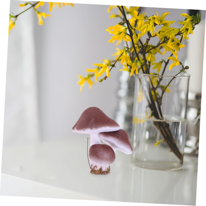 ORFOFE Unique 3-Headed Mushrooms 6pcs Foam Mushroom Figurines Natural Garden
