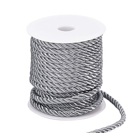 PH PandaHall 59 Feet 5mm Twisted Silk Ropes 3-Ply Decorative Rope Polyester Twine Cord Honor Cord Satin Shiny Cord String for Handfasting Graduation Home Decor Costume Christmas (Dark Gray)