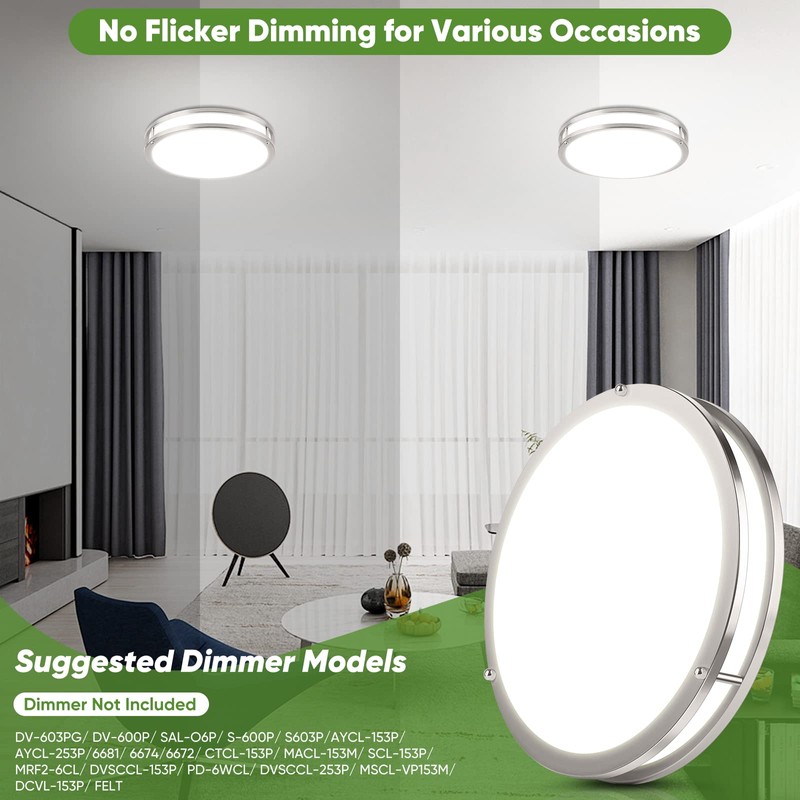 36W 3600lm Super Bright LED Light Fixtures, 2PACK Modern Flush