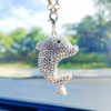 Bling Dolphins Rear View Mirror Accessories, Sparkling Embedded Rhinestones Marine