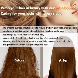 Satin Silk Bonnet for Sleeping Women Double Layer Satin Bonnet with Tie Band Hair Bonnet Natural Curly Hair Night Sleep Cap (Blush pink)