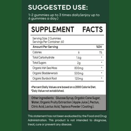 EILIN YHT Sea Moss Gummies with Bladderwrack Burdock Root - Boost Immunity Gut Health Metabolism Raspberry Flavor Vegan Friendly 60 Counts