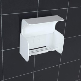 Toothbrush Holder Wall Mounted with Cover, Self Adhesive Toothbrushes Holder Perfect for Dorm Bathrooms and Shower, Holds 2 Toothbrushes