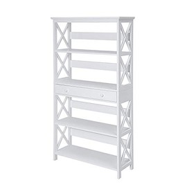 Convenience Concepts Oxford 5 Tier Bookcase with Drawer, White