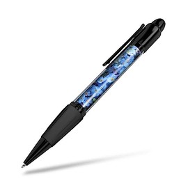 1x Black Ballpoint Pen (Photo Insert) - Forget-Me-Not Flowers Purple Blue - Soft Feel Finger Grip #50925