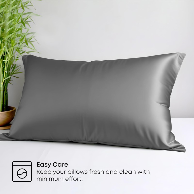 LINENWALAS 100% Organic Bamboo Pillow Cases 2 Pack, Soft Premium