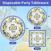 FYSUIMU 60Pcs Lemon Paper Tableware Set Blue Floral Lemon Disposable