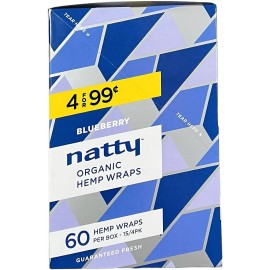 Natty Full Width Wraps 15 Packs Per Box 4 Wraps Per Pack (Blueberry)