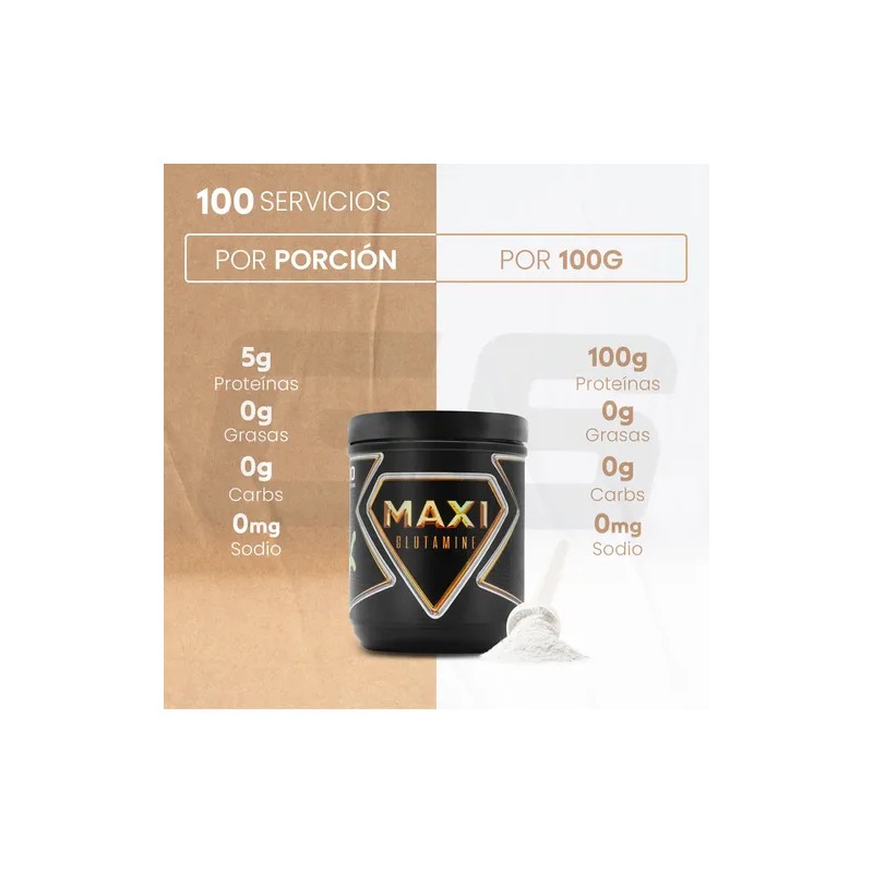 Glutamina Suplemento 500g Maxi Protein 100servicios En Polvo