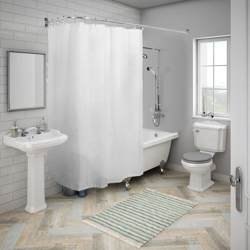 Utopia Alley Aluminum Rustproof L-Shaped Corner Shower Rod, Chrome