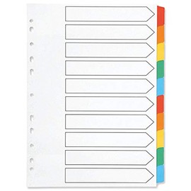 Q-Connect 10-Part Index Multi-punched Reinforced Board Multi-Colour Blank Tabs A4 White