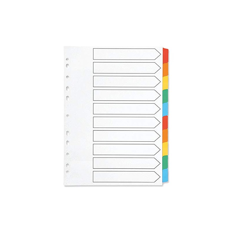 Q-Connect 10-Part Index Multi-punched Reinforced Board Multi-Colour Blank Tabs A4