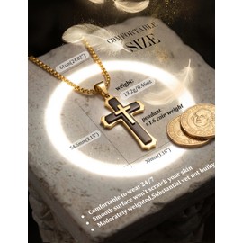 sailimue Cross Necklace for Men Stainless Steel Mens Cross Chain Necklaces