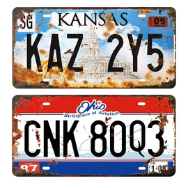 Panguru 2 Pieces Prop License Plates from Supernatural, Metal Stamped Number Tags, Movie Prop Vanity Plate, 12x6 inches