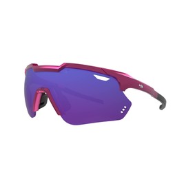 Hot Buttered HB - Polarized Performance Sunglasses Shield – Outdoor Sports Eyewear, Men and Women - Cycling, Running Matte Metallic Pink/Blue Chrome