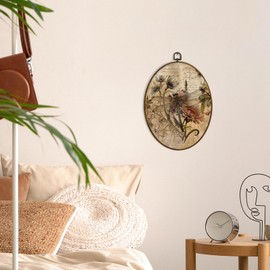 MAQIKA Vintage Dragonfly Oval Framed Wall Art Decor, Dragonfly Wall Decor, Dragon Fly Botanical Oval Wall Hanging Decor, Retro Dragonflies Canvas Prints Wall Art for Bedroom Living Room, 8.7x11.3 Inch