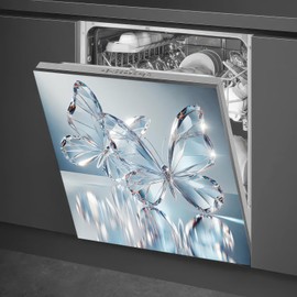BlissYard Butterfly Dishwasher Magnet Cover 23x26 Inch Crystal Butterfly Kitchen Decor Dishwasher Magnet Cover Refrigerator Magnet Sticker Clean Dirty Magnet for Home Kitchen Office Fridge Decorative