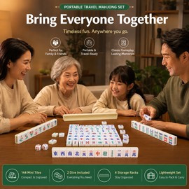 Portable Mahjong Game Set for Family Gatherings – 144-Piece Travel Tile Set for Home & Holiday Fun