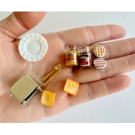 USAminiature 1:12 Dollhouse Miniature Toaster Set Kitchen fruit jam plate bread Toys