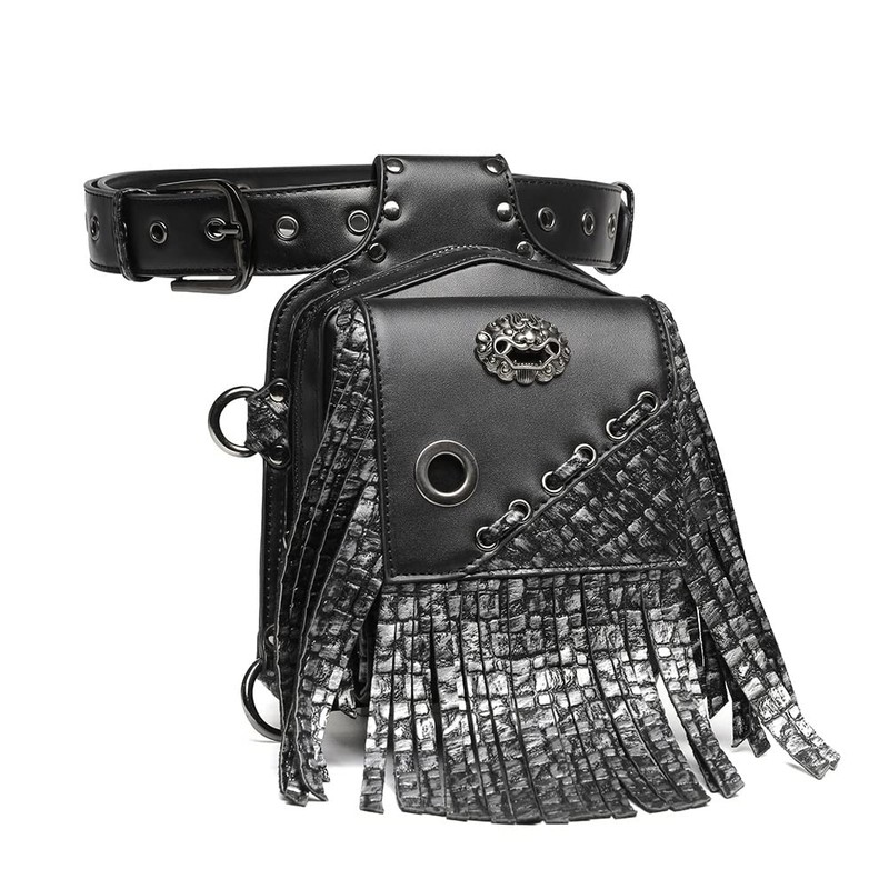 Steampunk - Riñonera bandolera con cintura gótica, con cadena, pierna