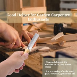 Flat Diamond File All-Purpose Rasp Grinding Tool Made of Carbon Steel with Wooden Handle for Woodworking Garden Tool (4 Inches)