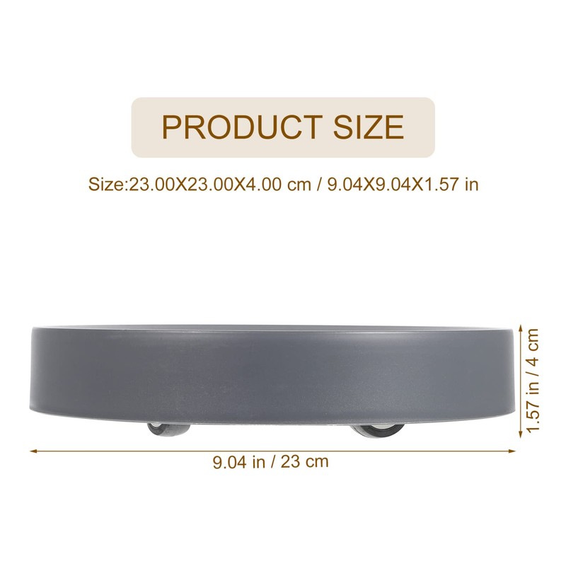 Plant with Easy Moving Caster Invisible Wheels, 9 Inch Round