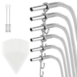 ARGCONNER Maple Syrup Tapping Kit – (6) Stainless Steel Spiles and Hooks, (6) 3-ft Food Grade Tubing, (6) 1-Quart Syrup Pre-Filters, (2) Spile Cleaning Brushes, Upgraded Maple Tree Tapping Kit