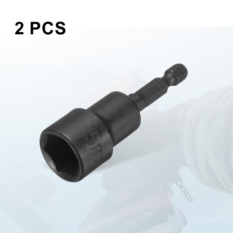 sourcing map 2pcs Magnetic Nut Driver 15mm Hex Drive Socket