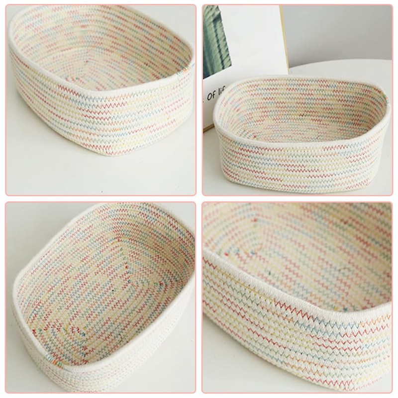 TOMVAES 3-Pack Woven Cotton Rope Storage Baskets, Oval Small, Medium,