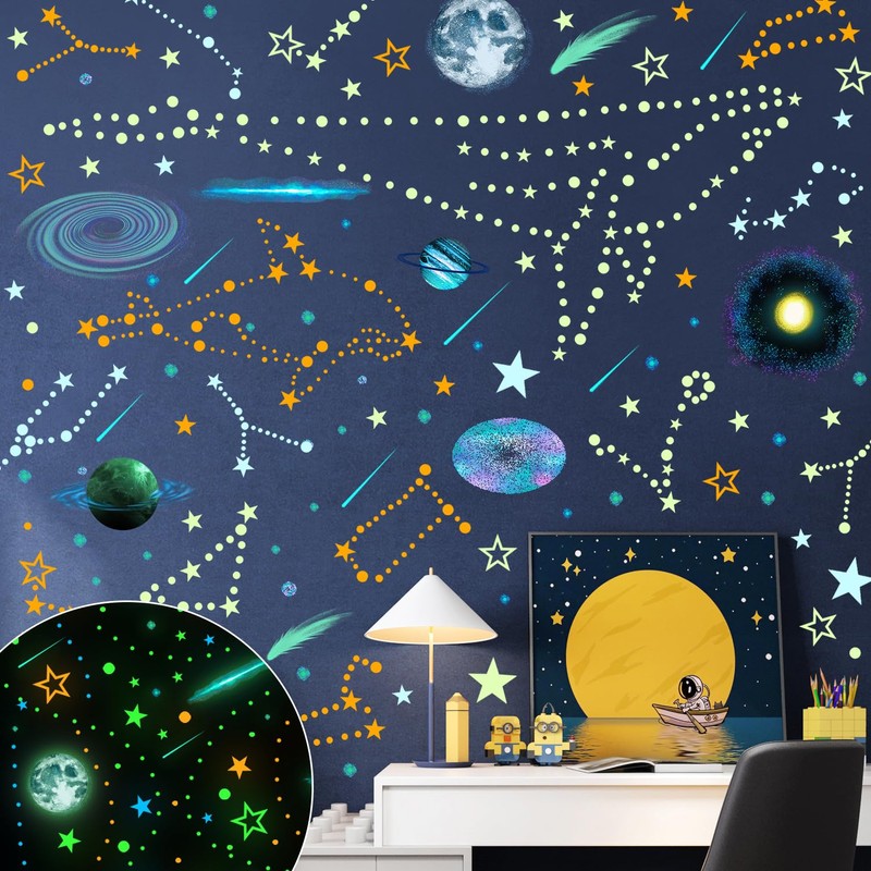 DTLIFEK Glow in The Dark Stars Solar System Wall Decals
