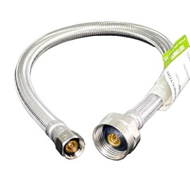 (1) EZ-Fluid 16-Inch Metal Nut Toilet Water Supply Connector,3/8" Compression x 7/8" Female Brass Ballcock BC,Toilet Water Supply Connector Line Braided Stainless Steel Toilet Supply Line