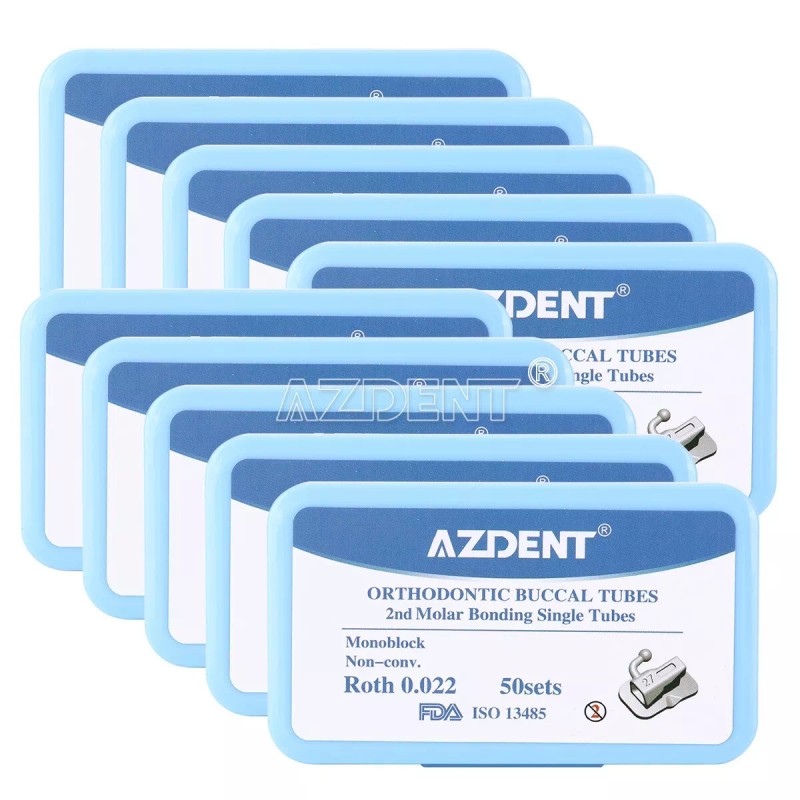 AZDENT Dental Orthodontic Buccal Tubes 2nd Molar Monoblock Roth 022